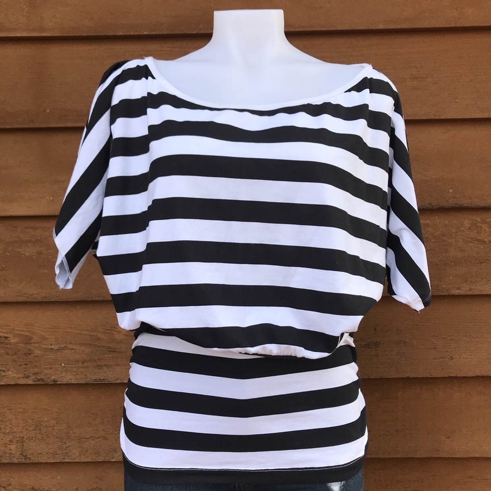 Susie Rose Black & White Blouse Striped Top